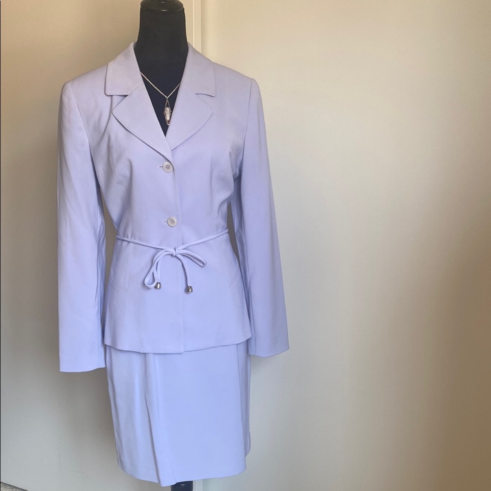 Paniz New York Light Purple Women's Midi Skirt Suit with matching belt